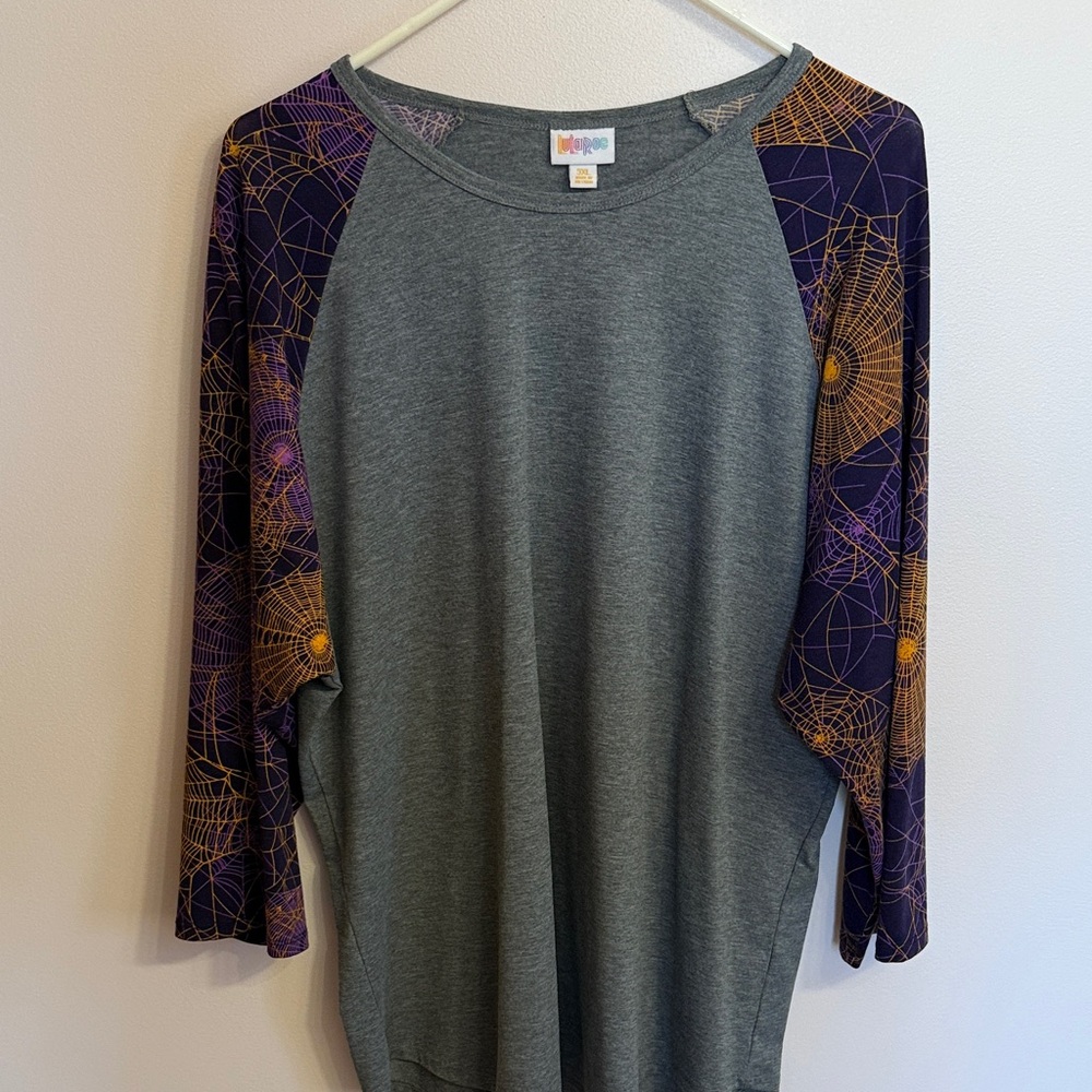 LuLaRoe Gray and Purple Long Sleeve Top